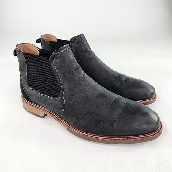 Florsheim Men's Chalet Boot US 12 M Chelsea Pull On Black Leather Plain Toe - Picture 4 of 11